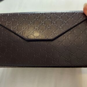 Gucci Dark Brown Embossed Glasses Case